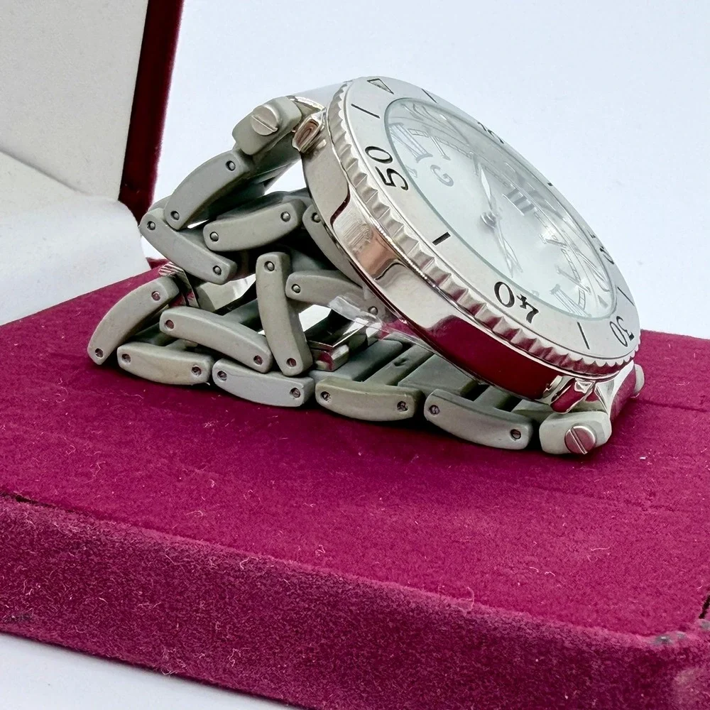 Gossip Roman Numeral Mens‎ Japan Quartz Stainless Grey Link Watch Silver Dial